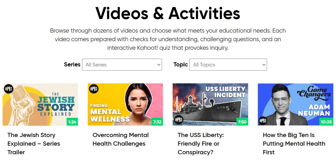 This is the homepage for browsing through Unpacked for Educators many videos.