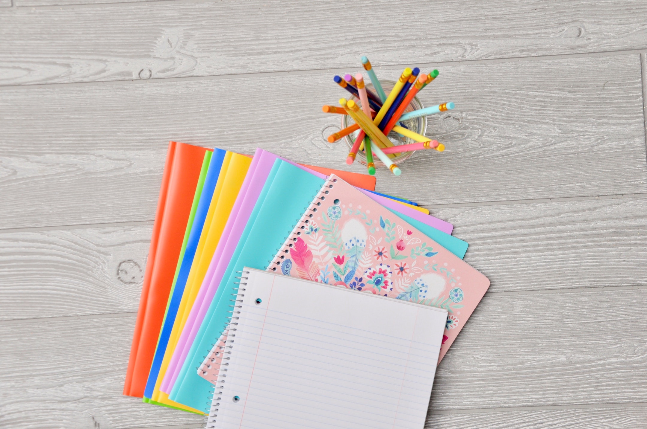 Notebook and pencils