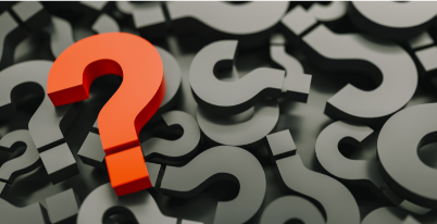 Pile of grey question marks with an orange question mark on top
