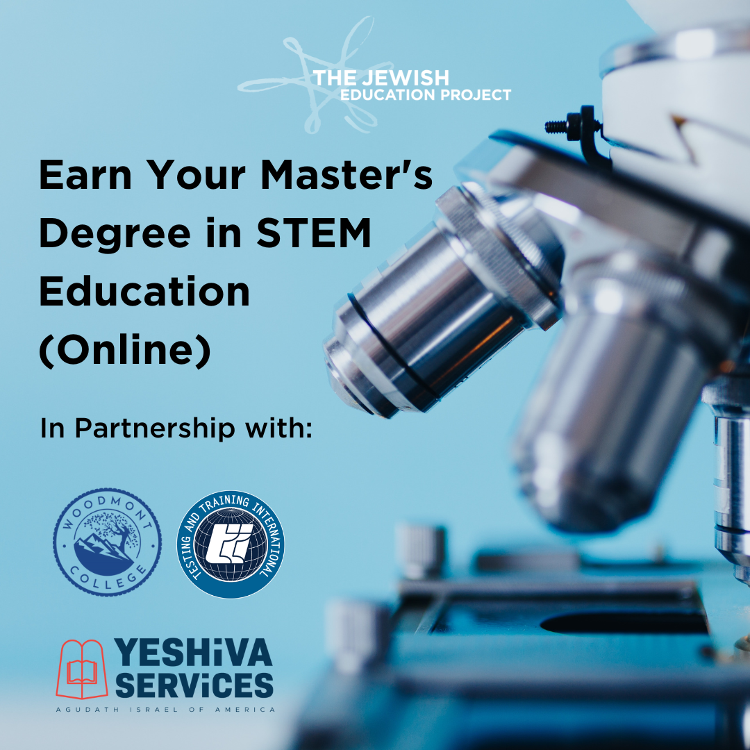 Close up of microscope with the text: "Earn your Master's degree in STEM education (online).