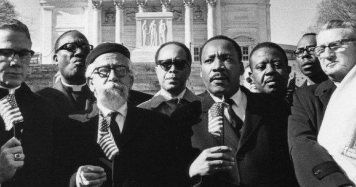 MLK and Rabbi Heschel marching together