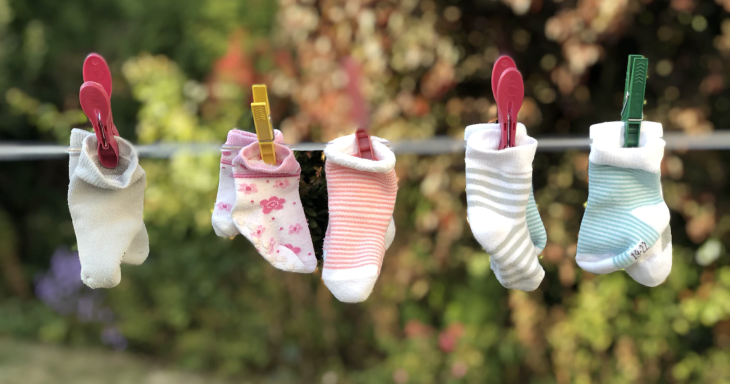 Socks on clothes line