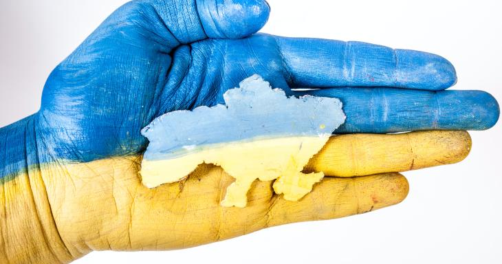 Hand painted as Ukrainian flag