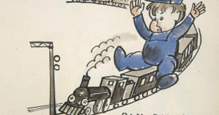 Drawing of small child and a train