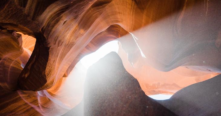 Light shining through canyon crevices 