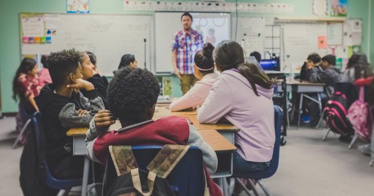 Students and teacher in a classroom