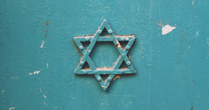 Star of David against a teal background