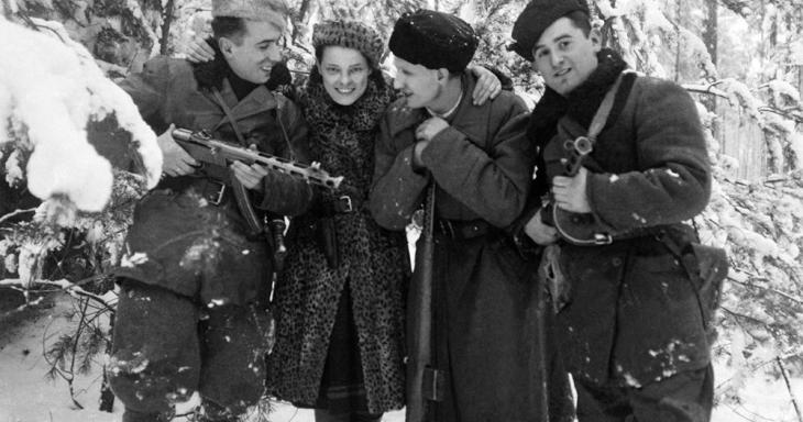 Jewish partisans in a snow-covered forest