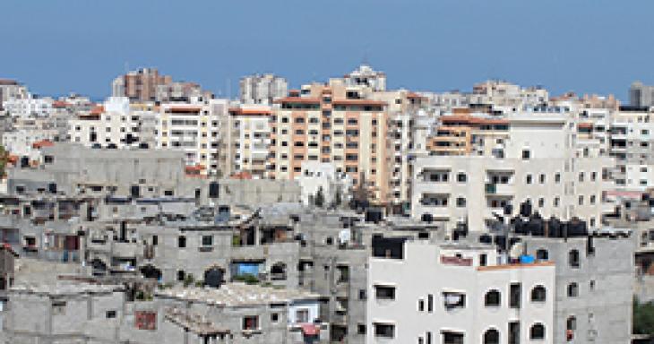Aerial view of buildings in Gaza