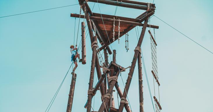 Ropes course climbing tower