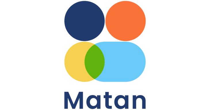 Matan Logo, a series of circles that are light blue, dark blue, orange and yellow with matan written in dark blue.