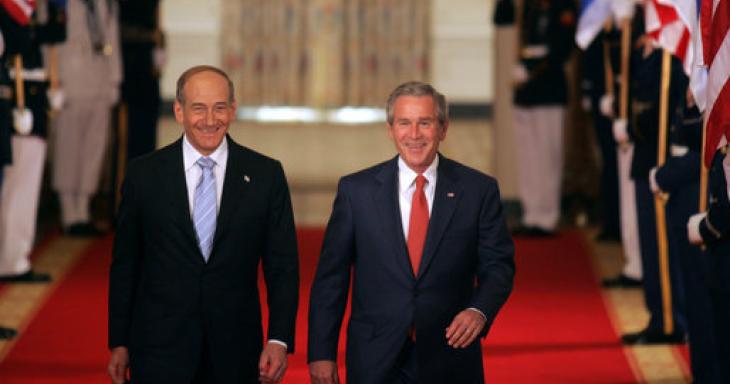 A meeting between Prime Minister Ehud Olmert and President George Bush. 