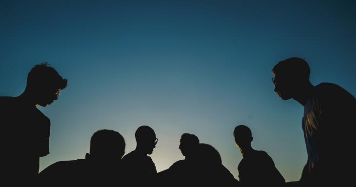 Shadow of a group of teenagers