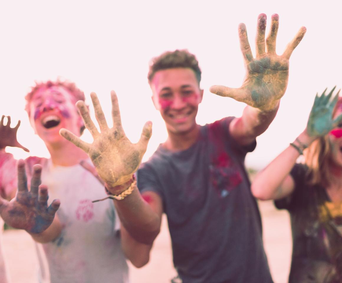 Teens with Paint on Hands