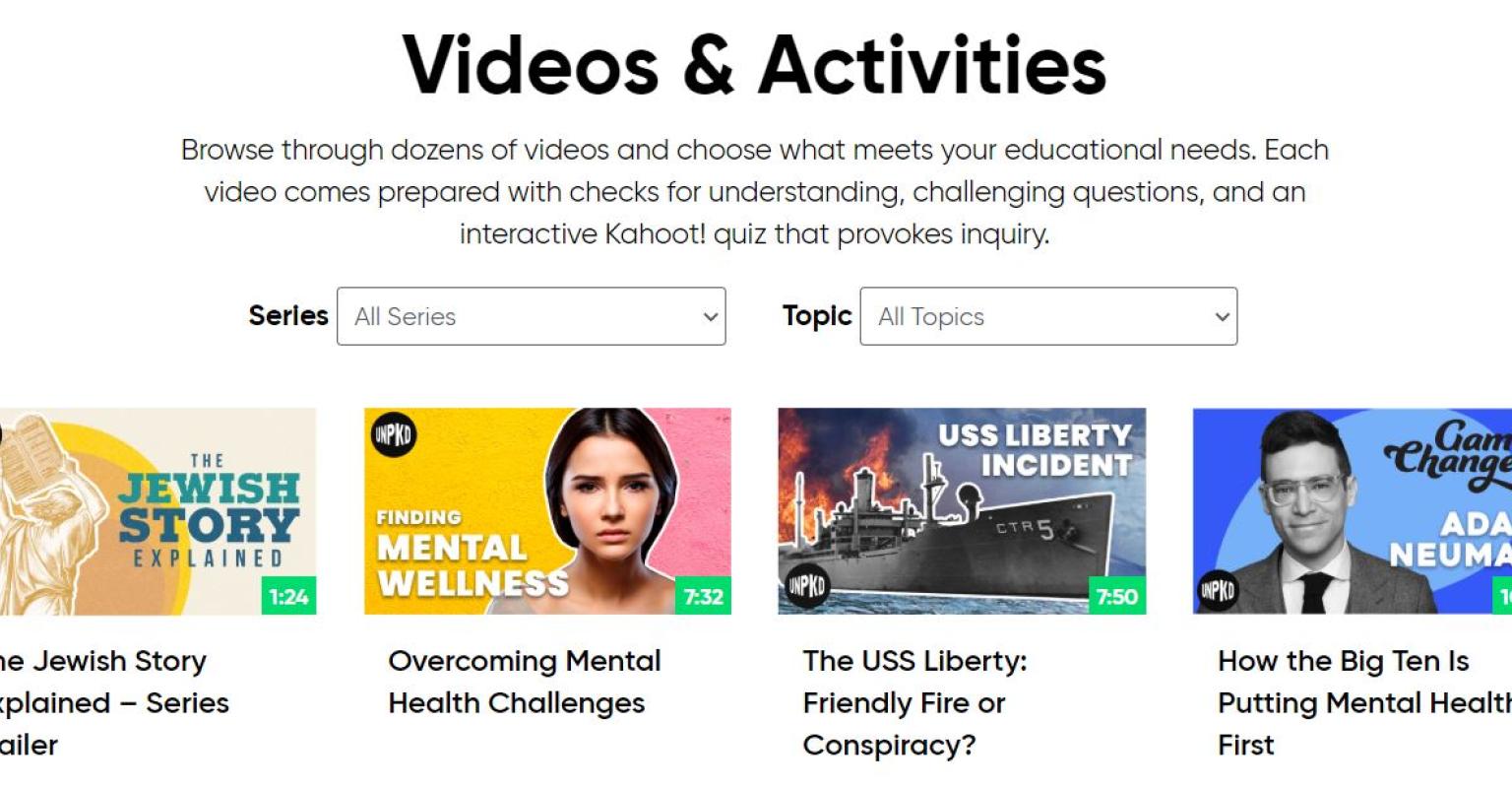 This is the homepage for browsing through Unpacked for Educators many videos.