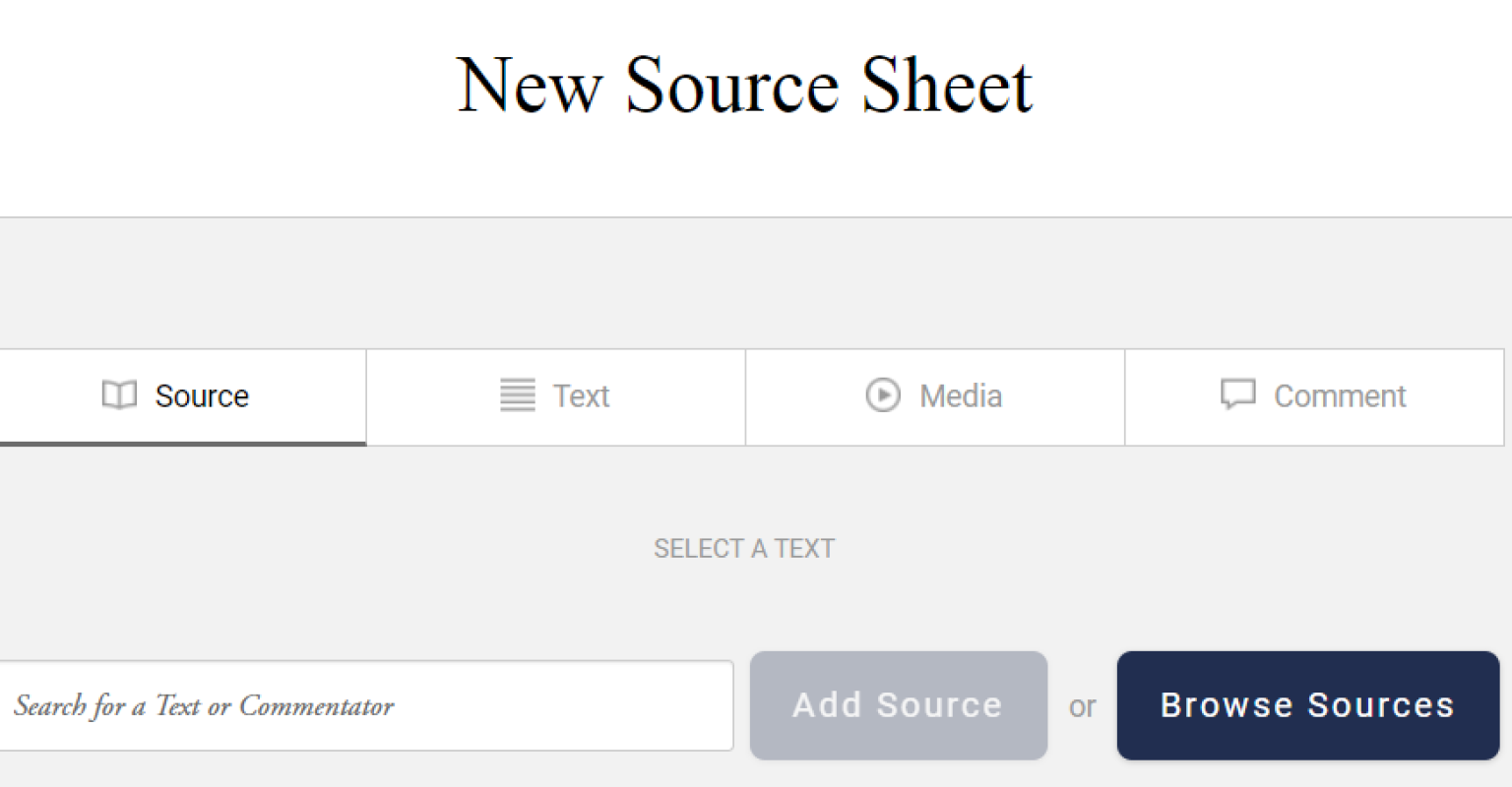 Sefaria Sheets interface on their website