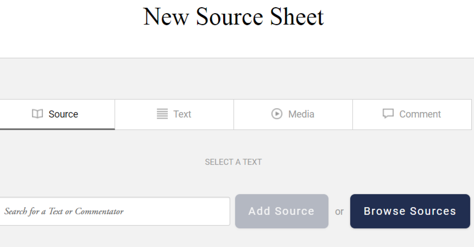 Sefaria Sheets interface on their website