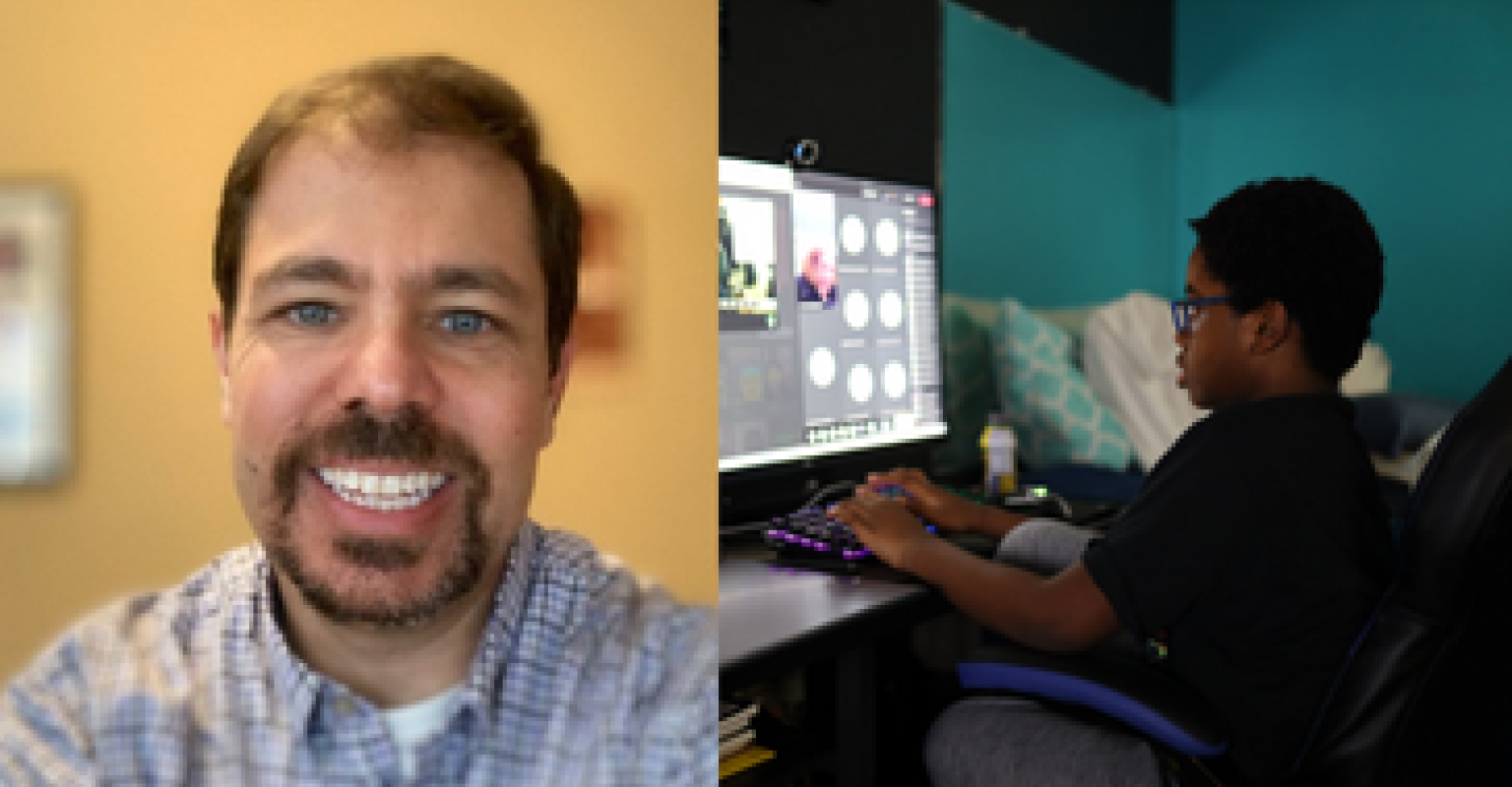 Jonathan Fass and a picture of a young child