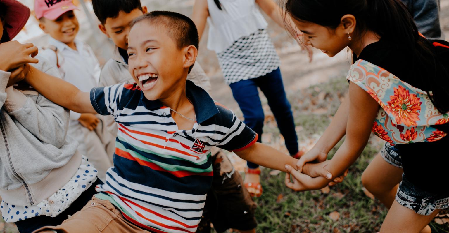 Children playing a physical game