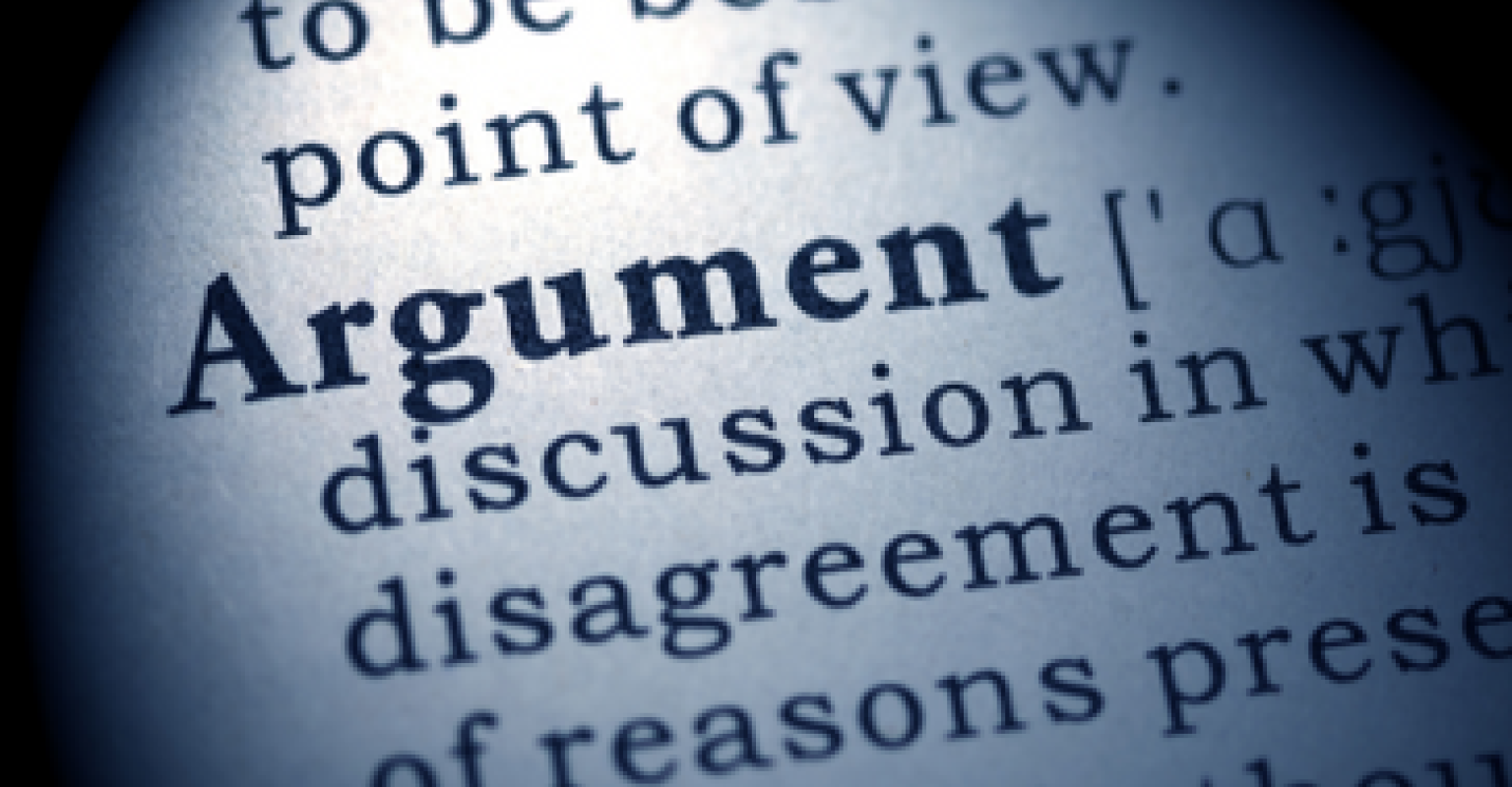 Text spelling out the word argument and its definition