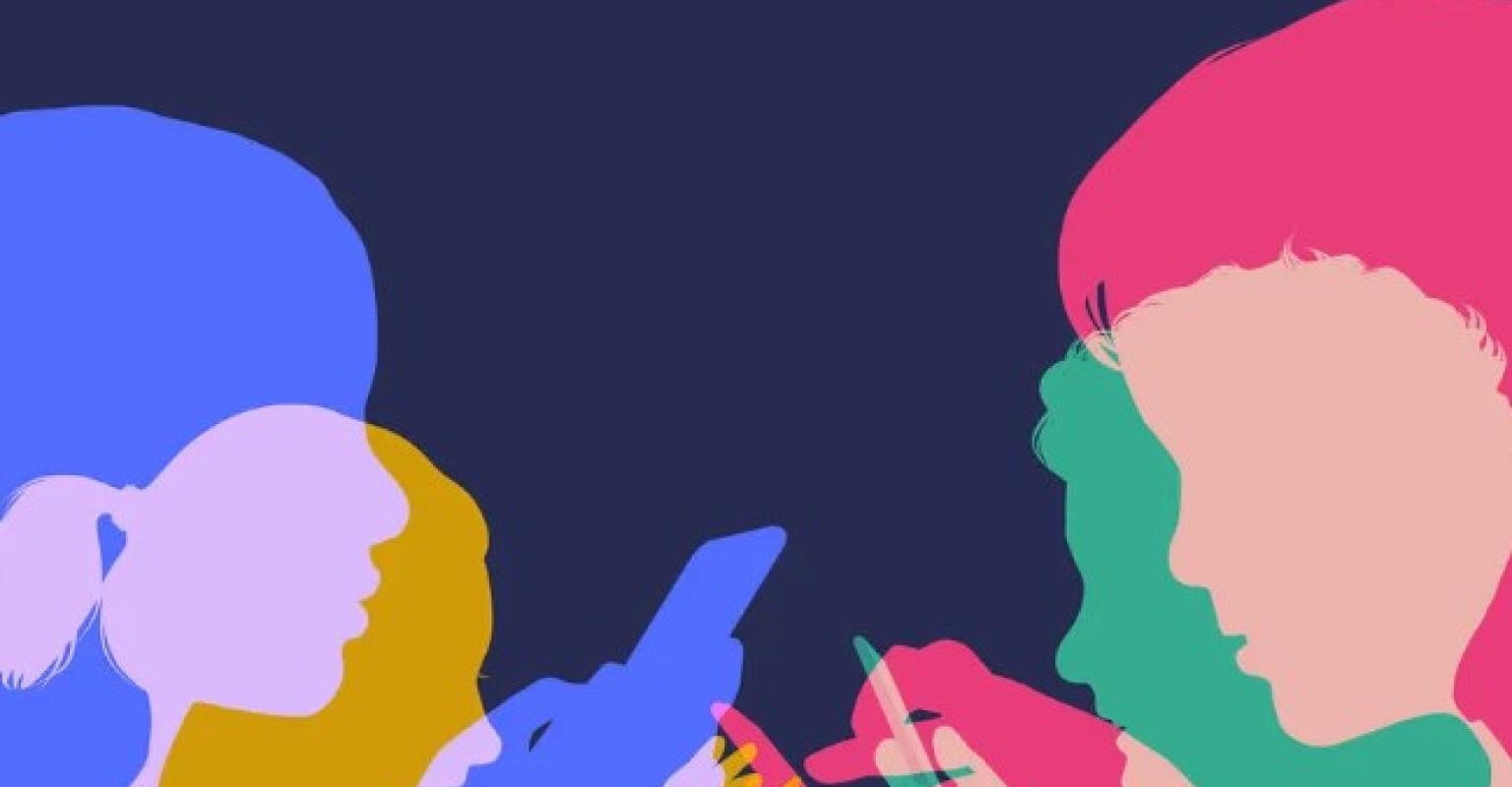 Illustration of people on social media