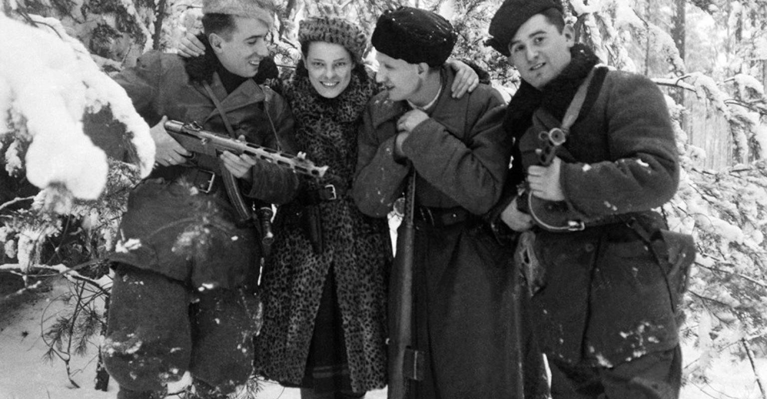 Jewish partisans in a snow-covered forest