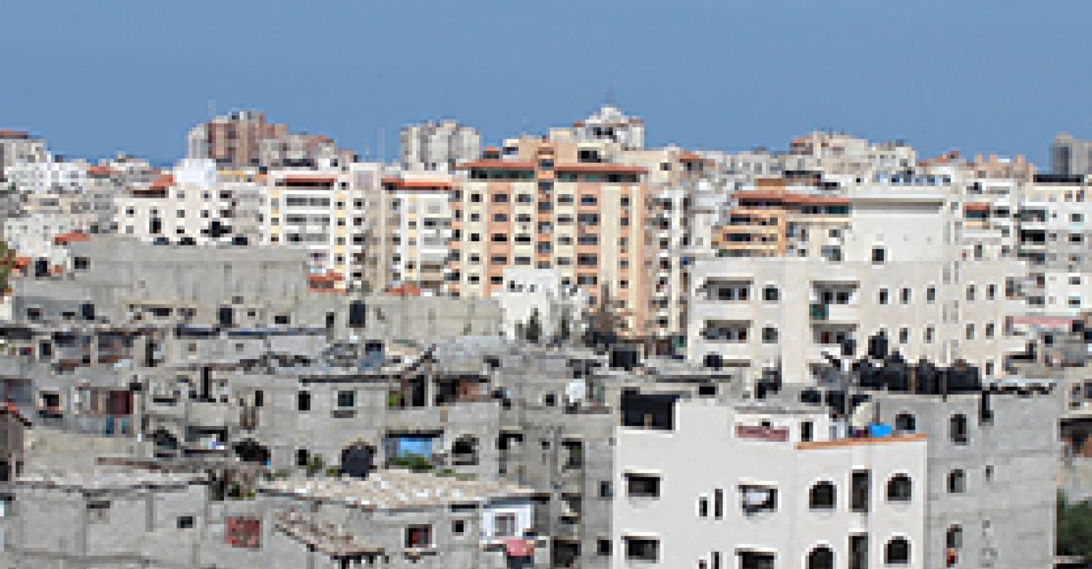 Aerial view of buildings in Gaza