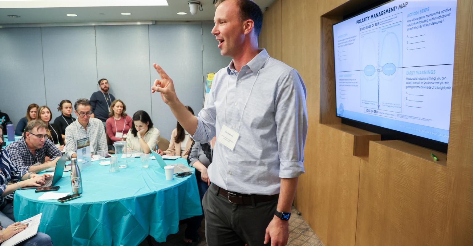 Kiva Rabinsky presenting the Polarities framework. 