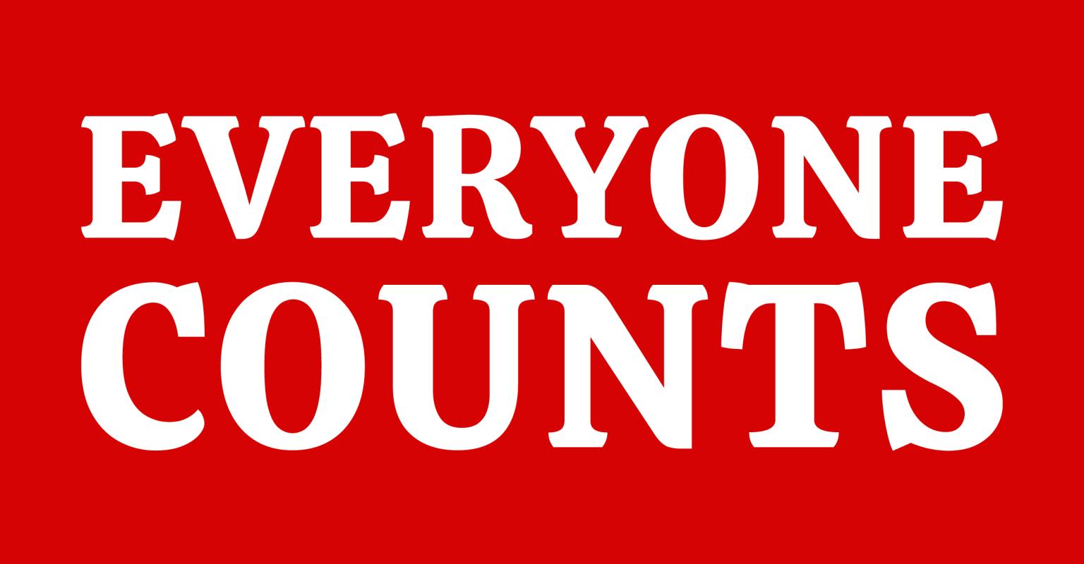 Text in large letters: Everyone Counts