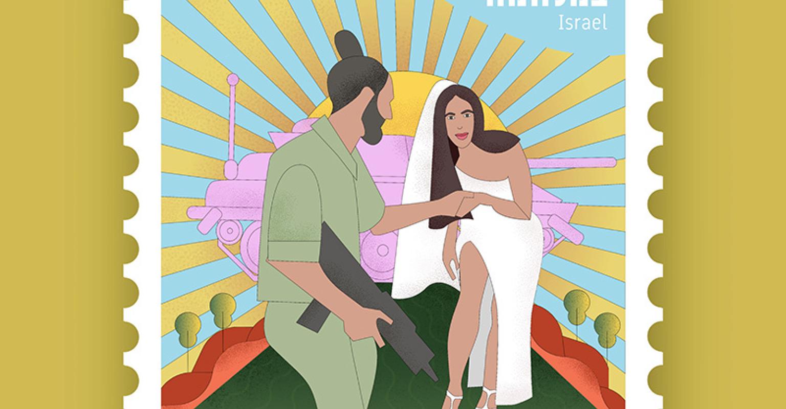 poster with soldier and bride