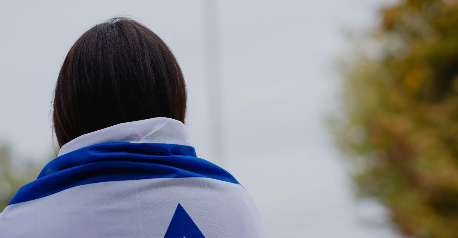 Girl wearing Israeli flag