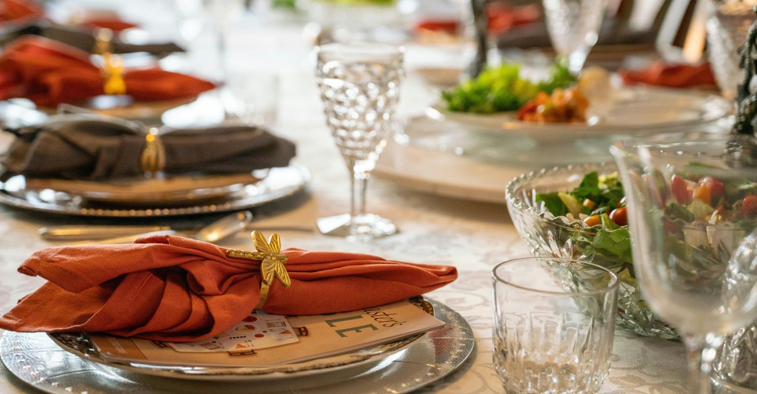 Passover seder table