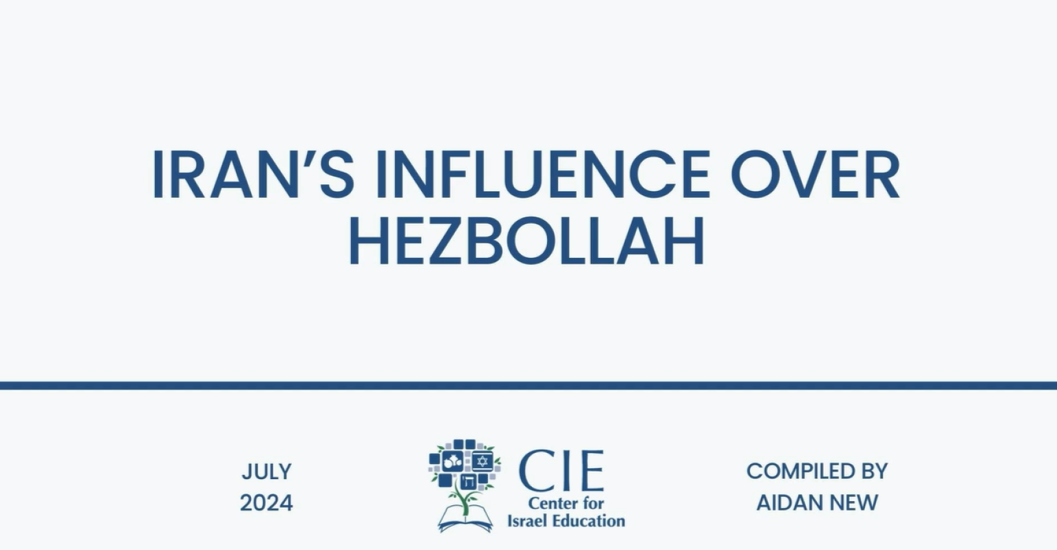 Video title slide for "Iran's Influence Over Hezbollah"