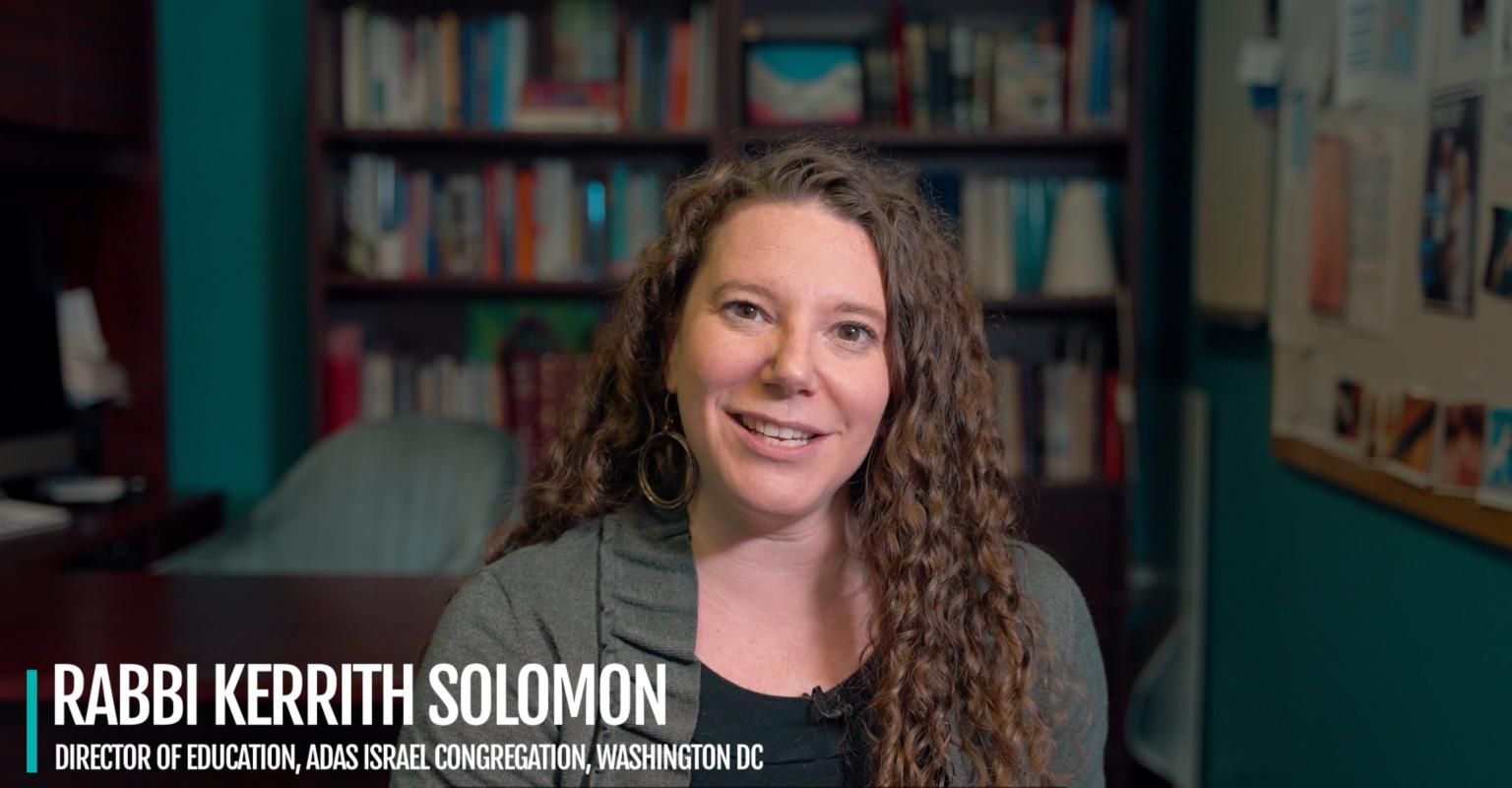 A still of Rabbi Kerrith Solomon from the video. 