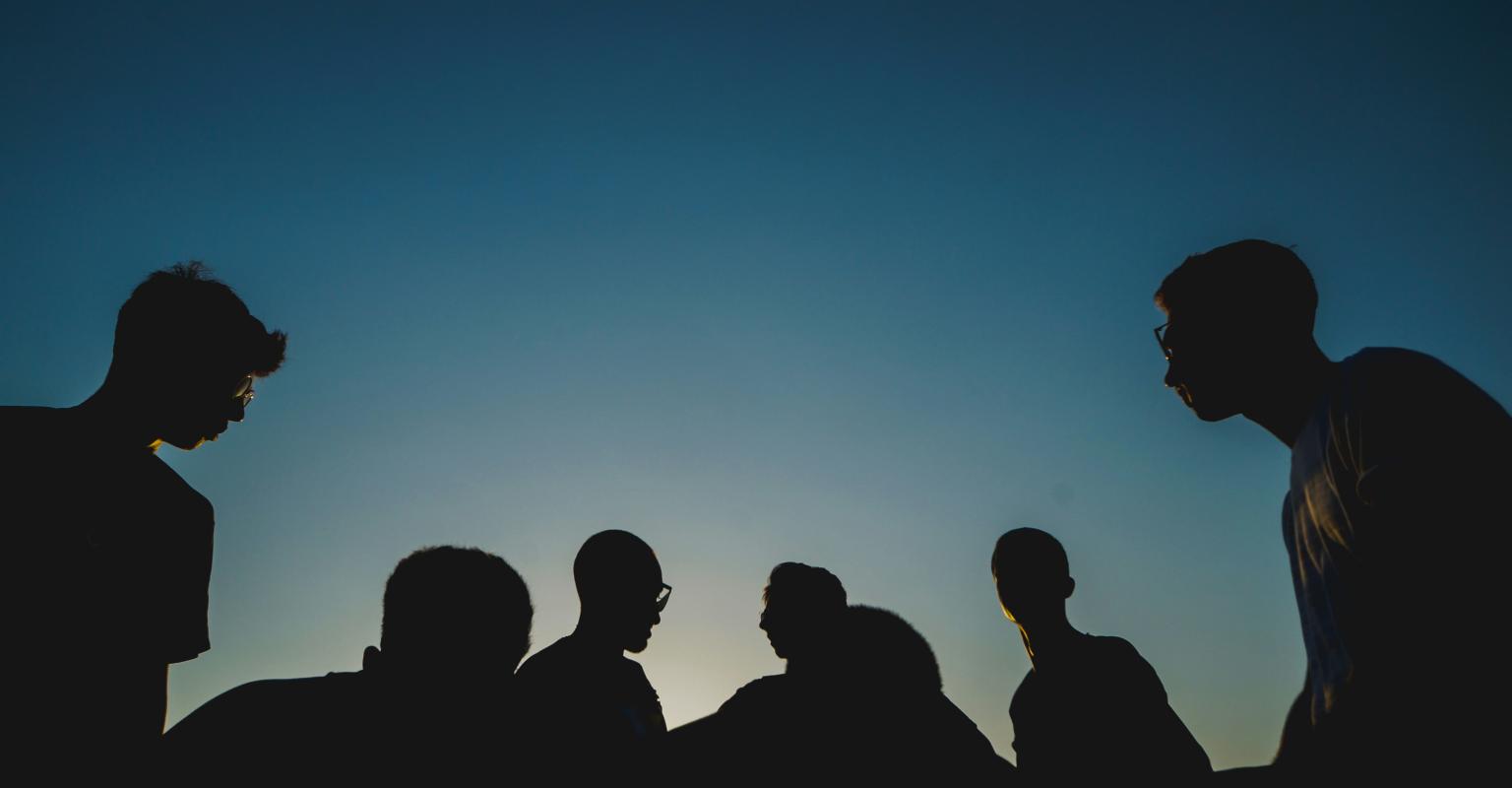 Shadow of a group of teenagers