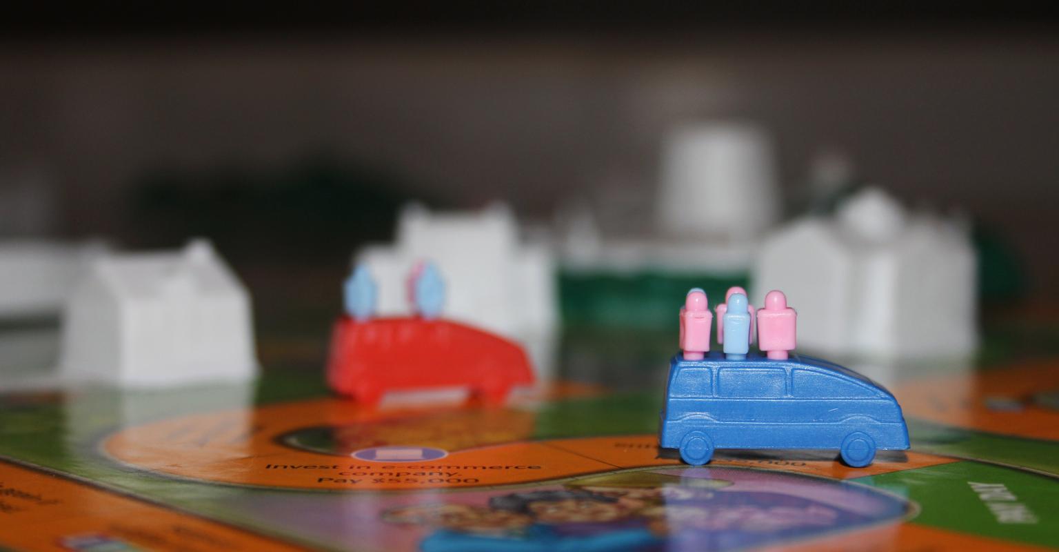 Pieces of the board game The Game of Life