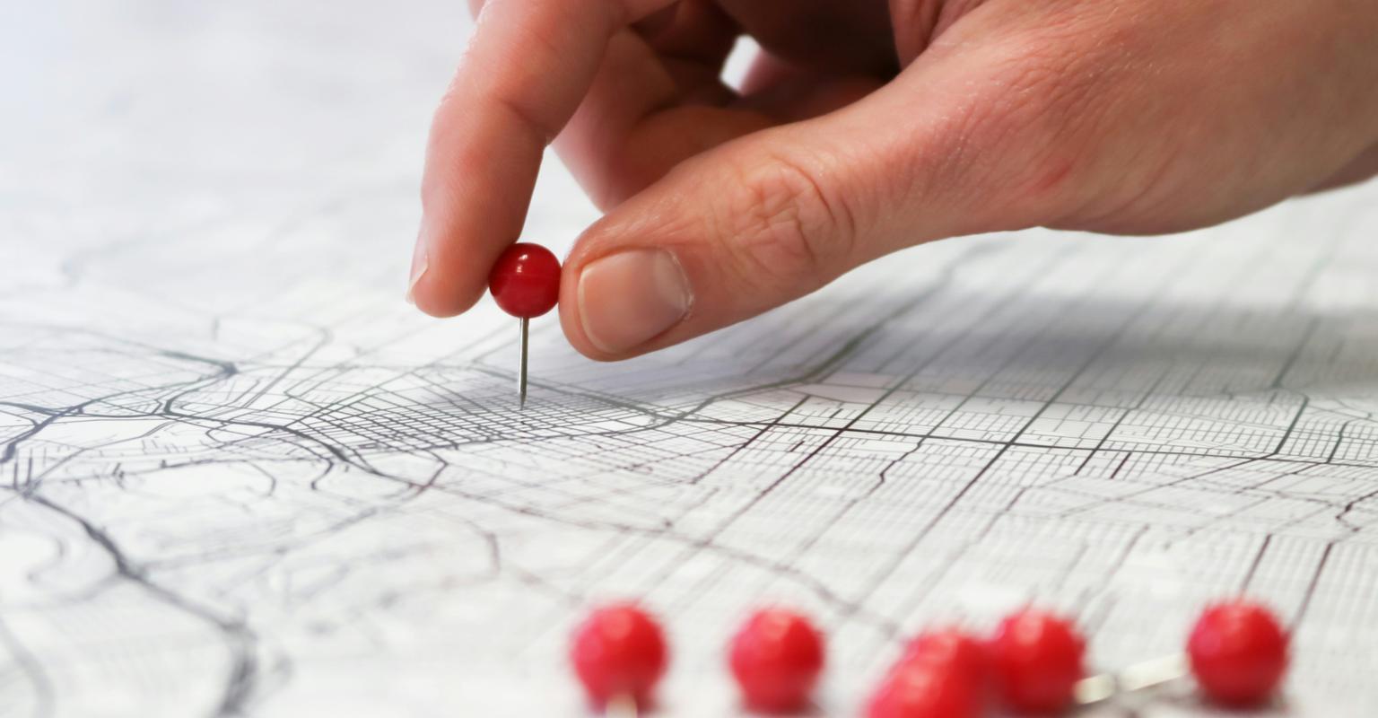 Pushpin on a map