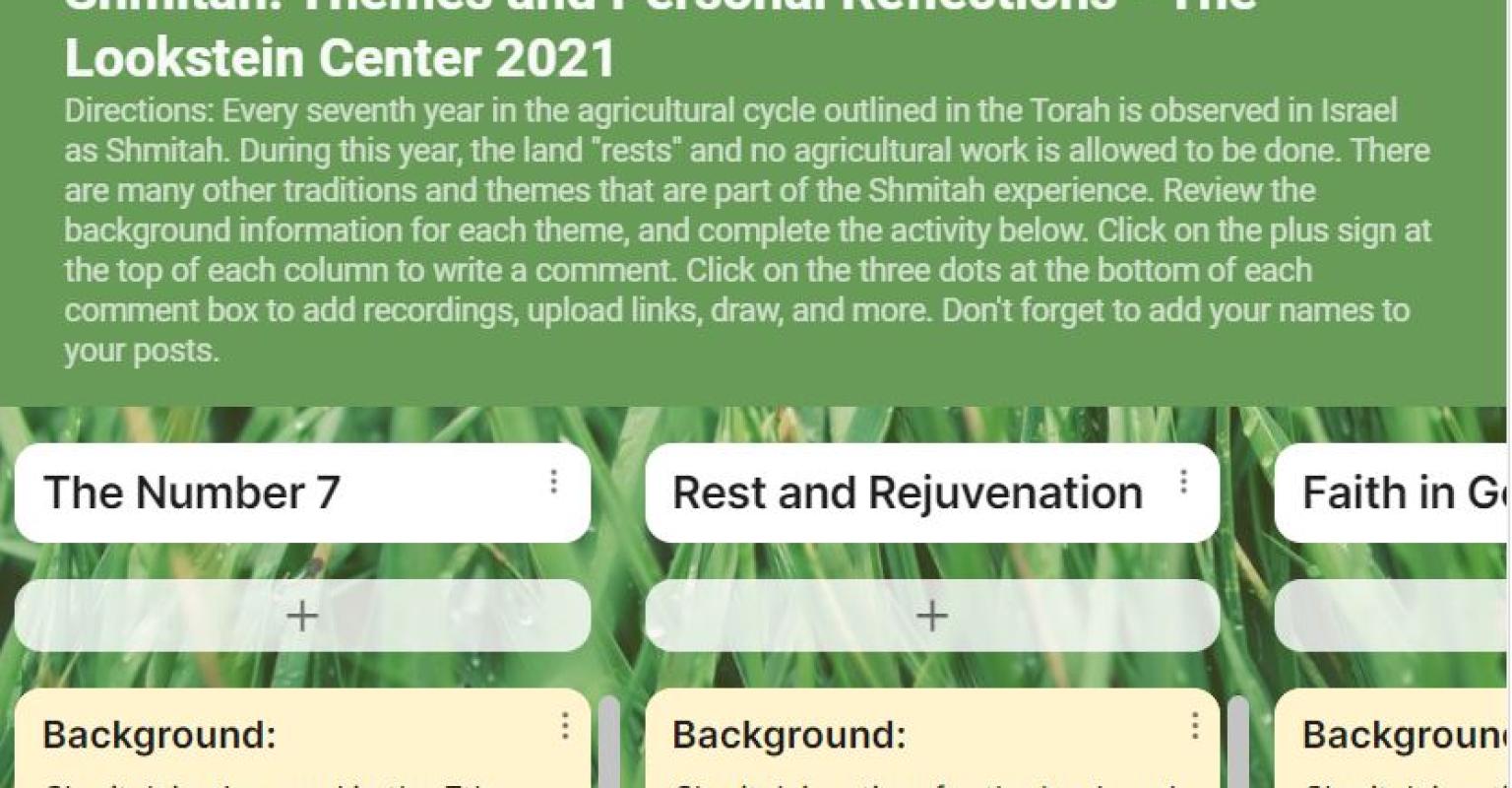 Shmitah Padlet - The Lookstein Center