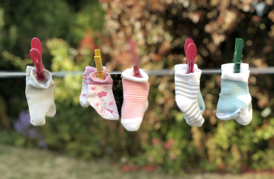 Socks on clothes line