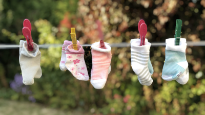 Socks on clothes line