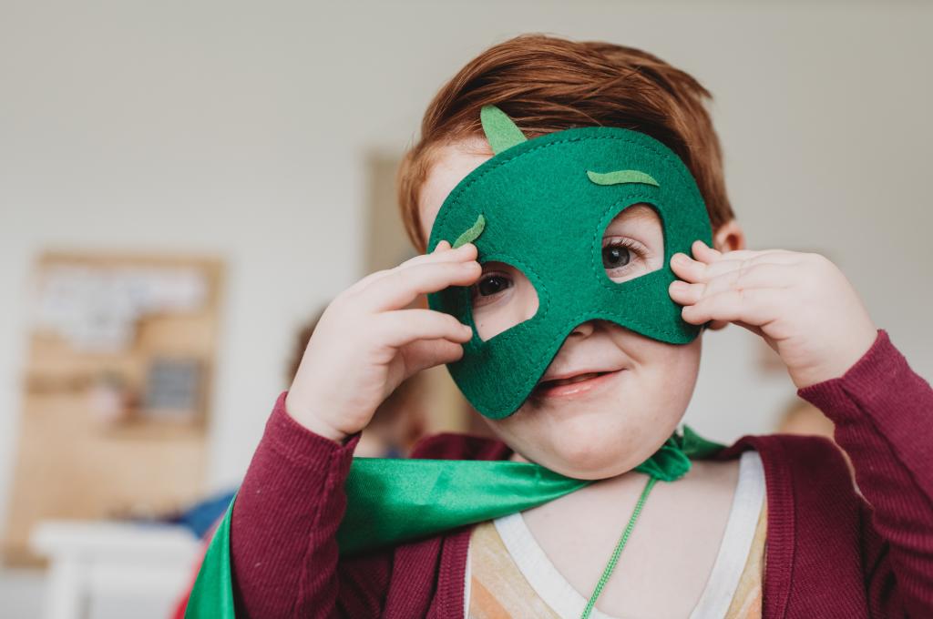 Child wearing a mask