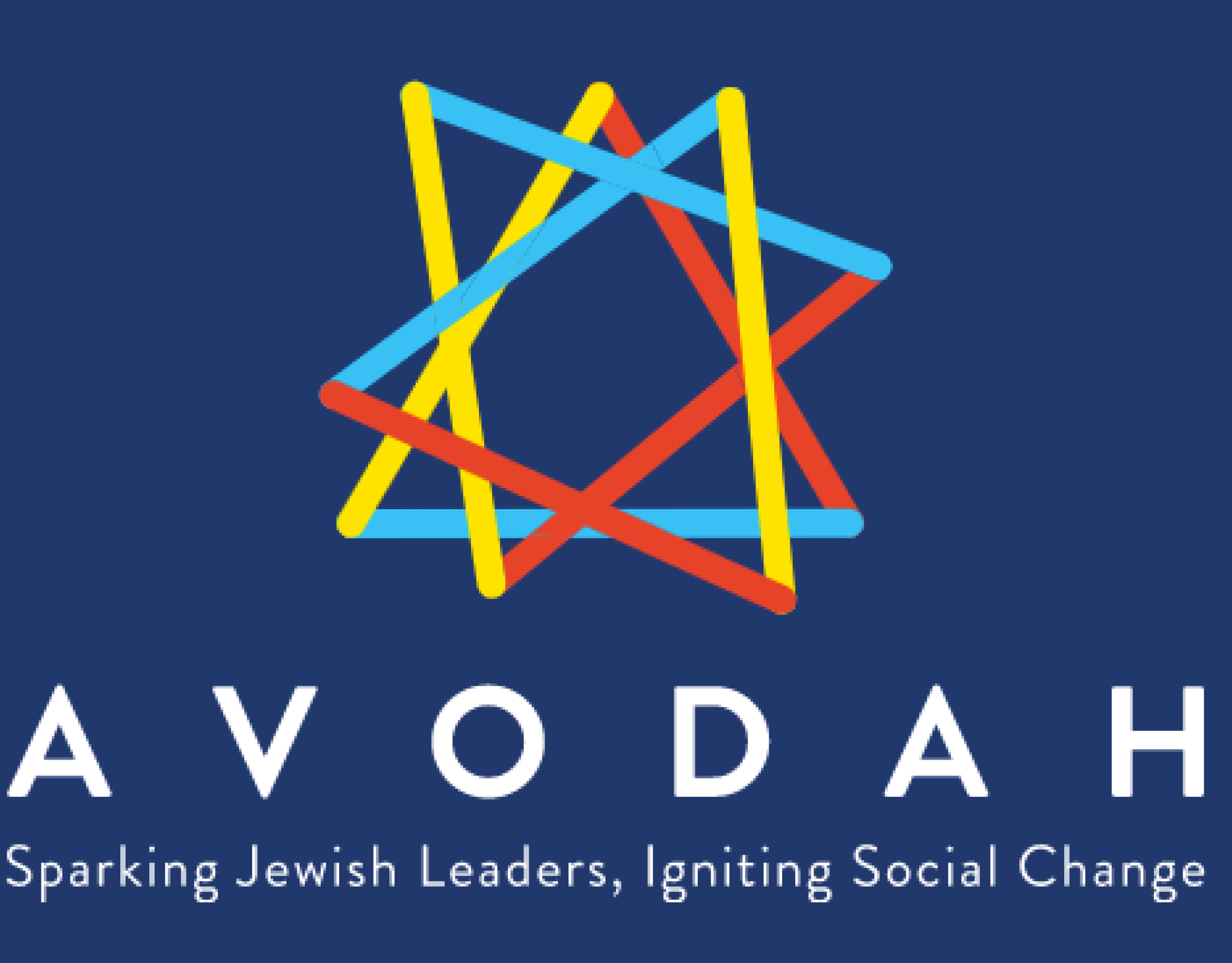Avodah's logo on a blue background