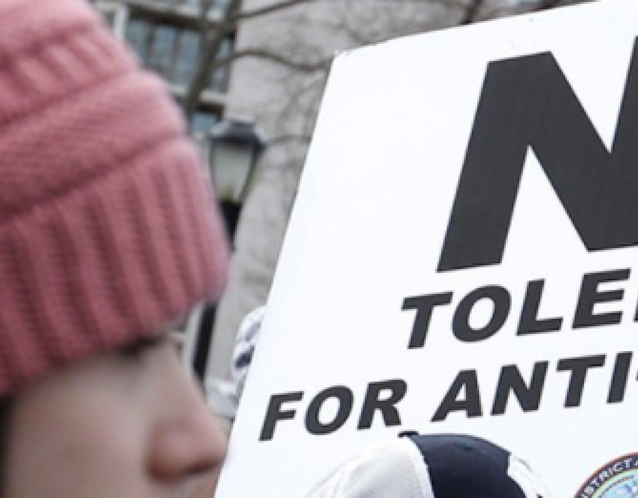 Young girl with protest sign 