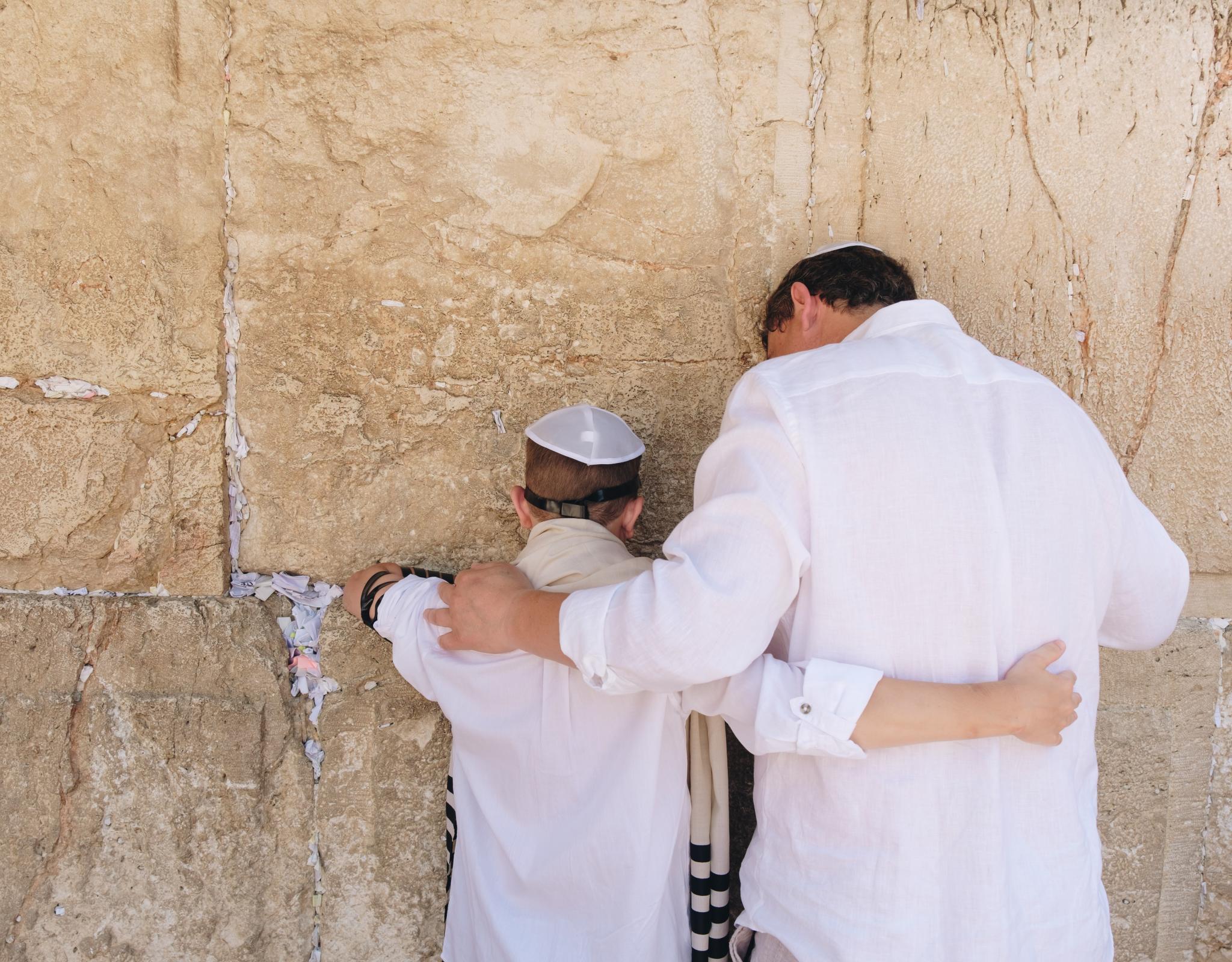 Parent and child at Kotel