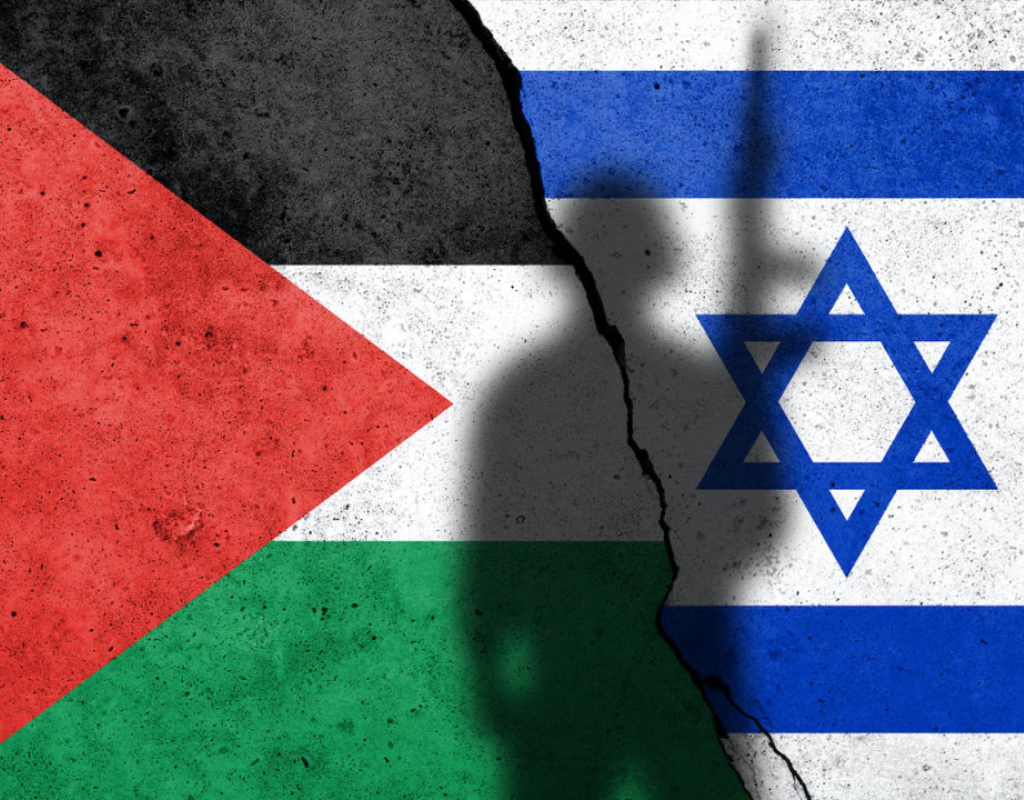 Israeli and Palestinian flags