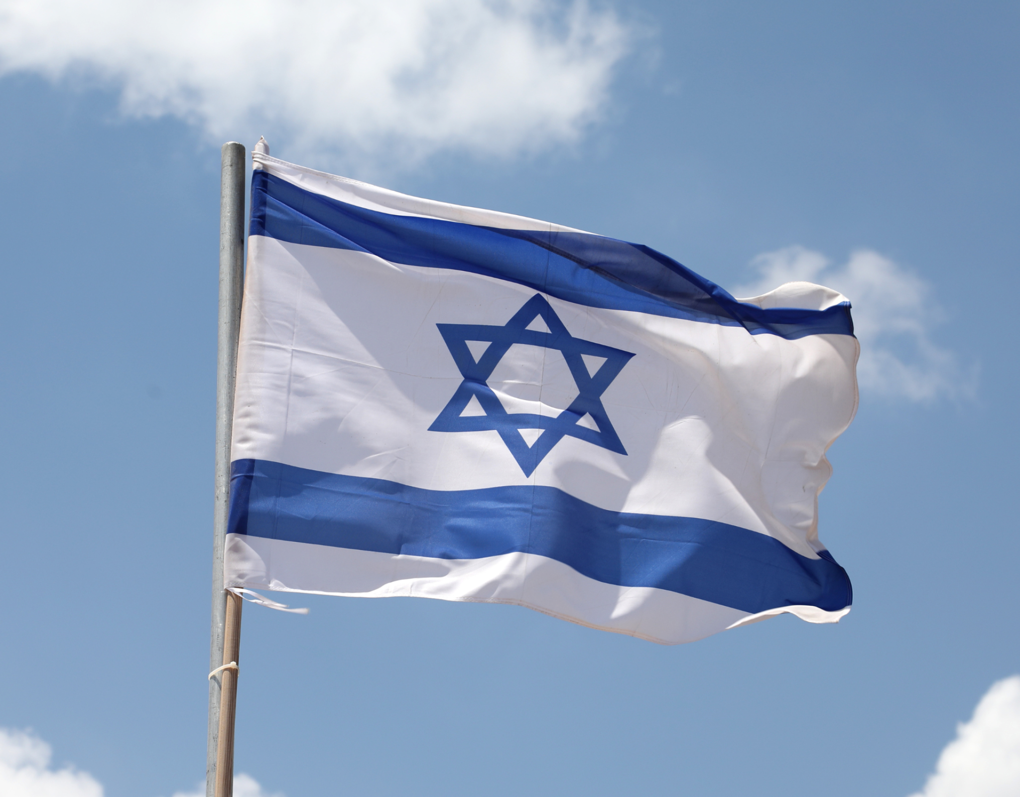 An Israeli flag waving in the wind