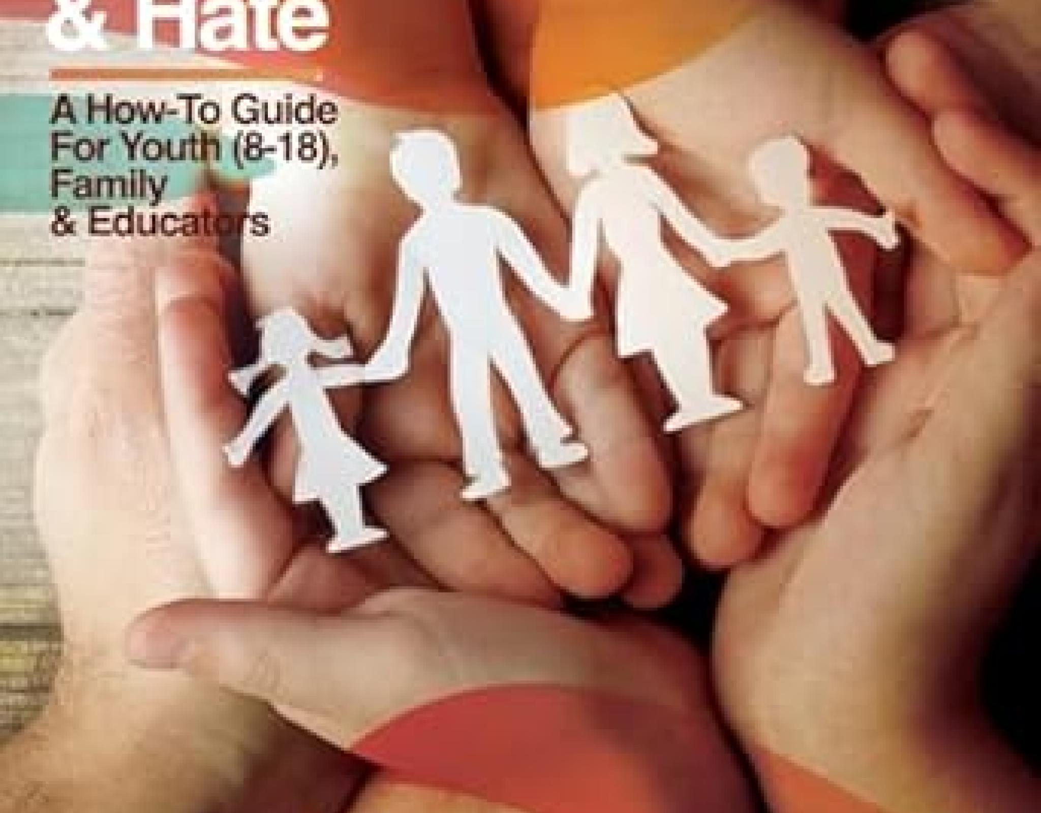 The cover of the curriculum featuring childrens hands over each others, holding a family made out of paper
