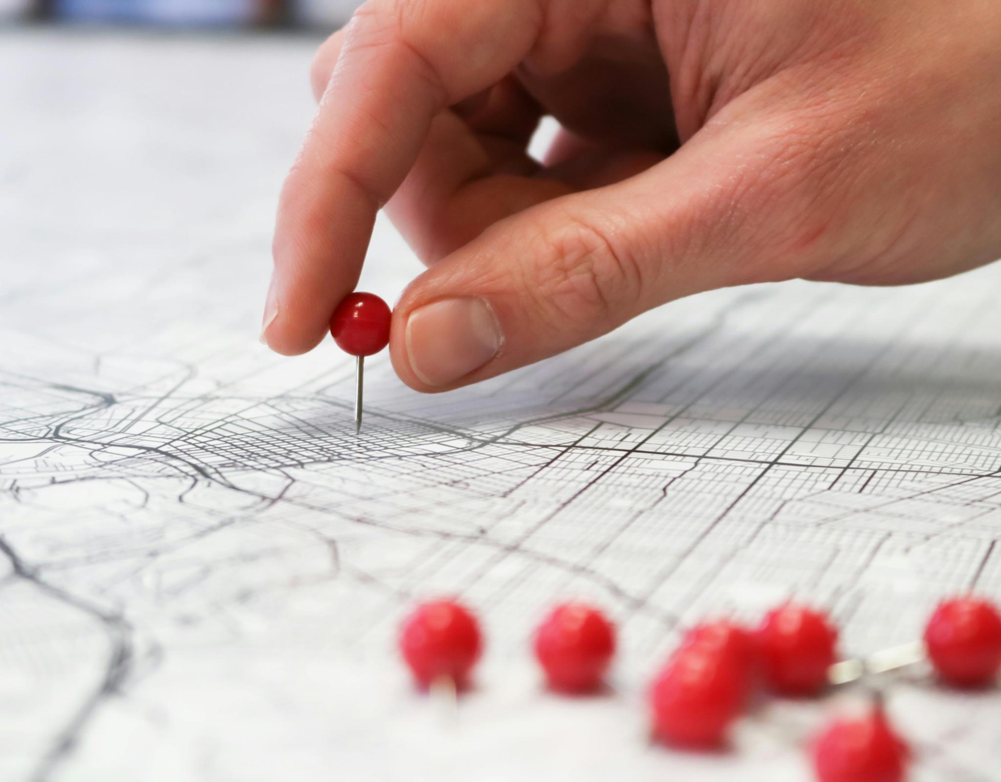 Pushpin on a map