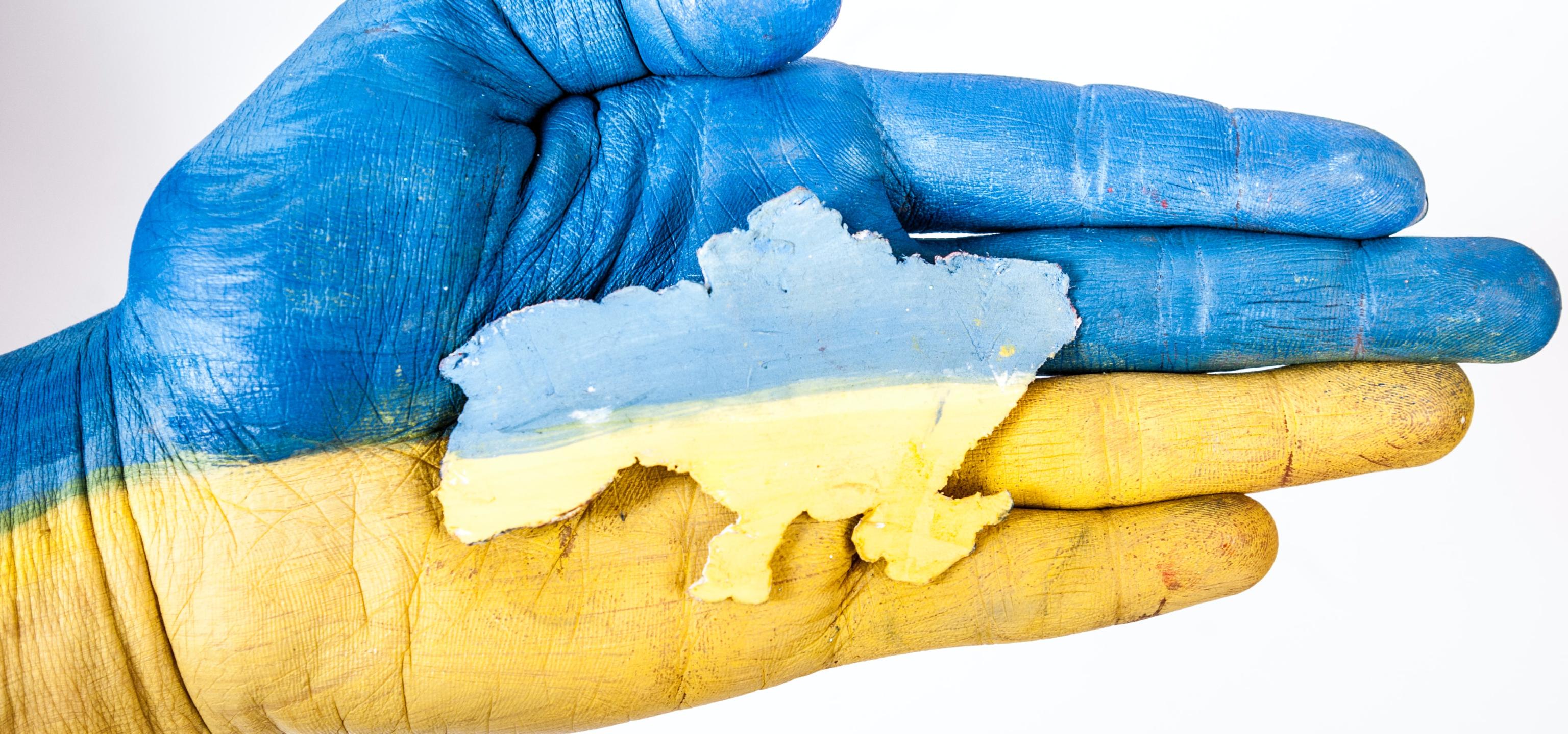 Hand painted as Ukrainian flag