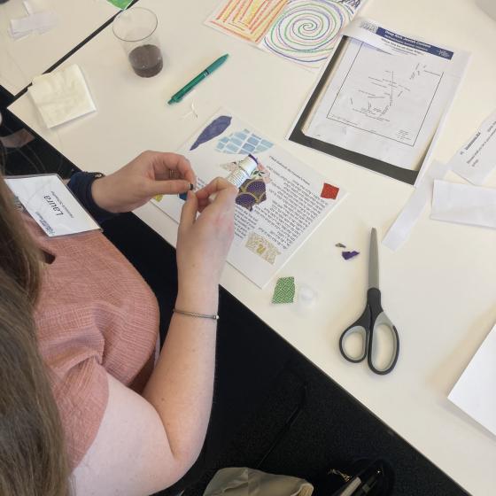 Program participant working with her hands to engage in "multiple modalities."
